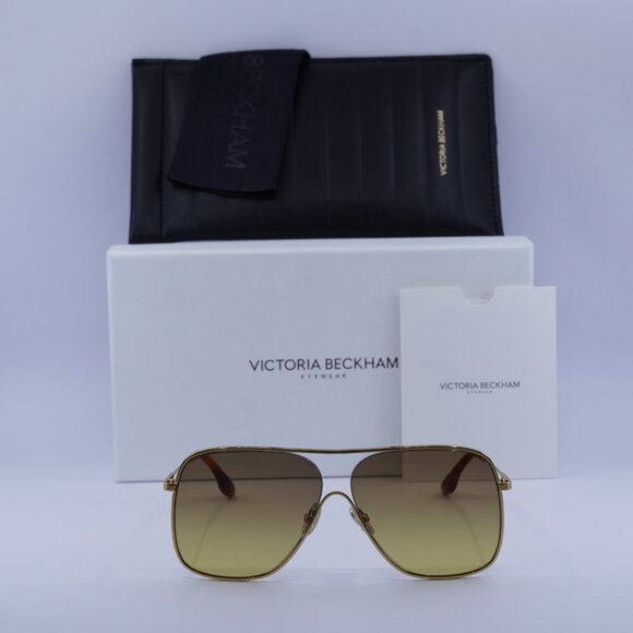 Victoria Beckham VB132S 709 Aviator Sunglasses – Gold/Brown Gradient - Picture 4 of 9